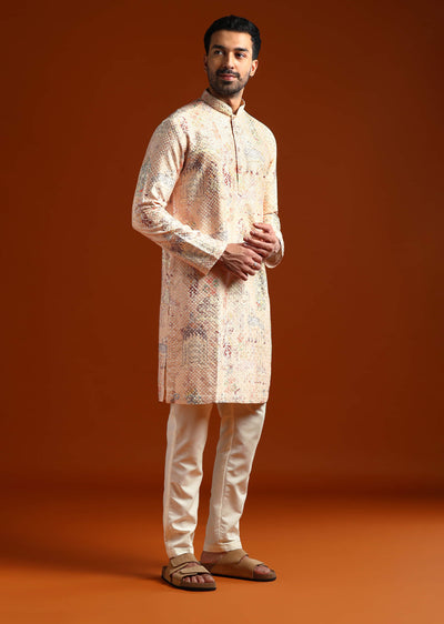 beige-kurta-set-for-men-with-print-and-sequins-embroidery-sg321428-1