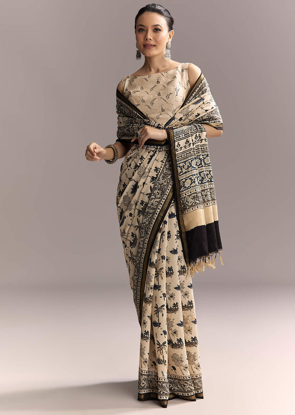 beige-linen-saree-with-black-hand-block-ajrakh-floral-print-sg311976-1