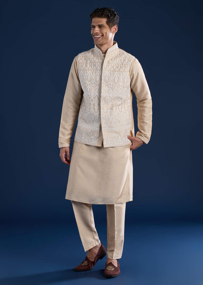 beige-silk-jacket-and-kurta-set-with-resham-work-sg309522-1