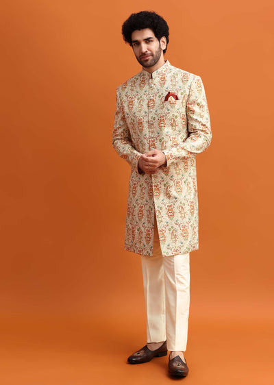 beige paisely printed sherwani with resham work-sg228278 6 c1340d3b-b5a7-41ca-b8d5-2c49bd0befcb