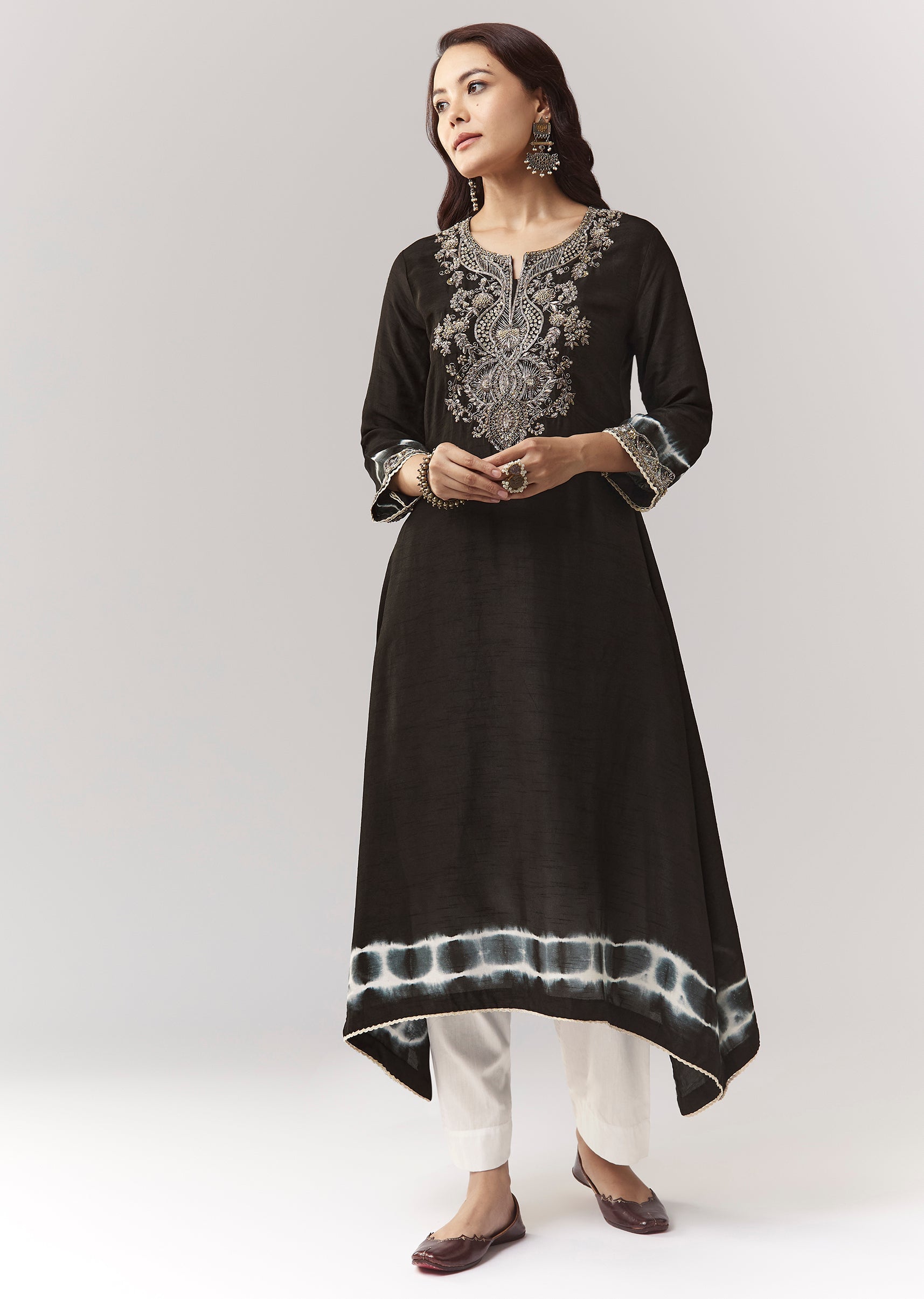 black-cut-dana-sequin-kurta-pant-coord-with-leheriya-border-sg383471-1 562a8974-7b94-46b3-a0ff-c08767ae5bc2