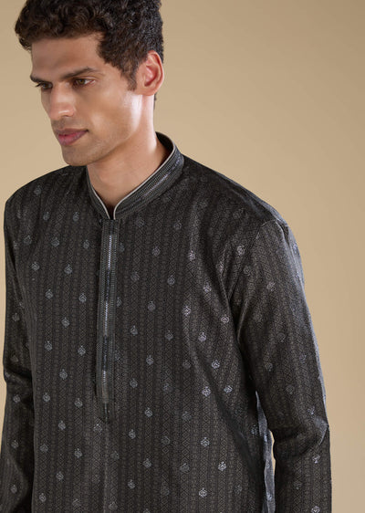 black-jacquard-textured-mens-kurta-and-pant-set-sg321364-1
