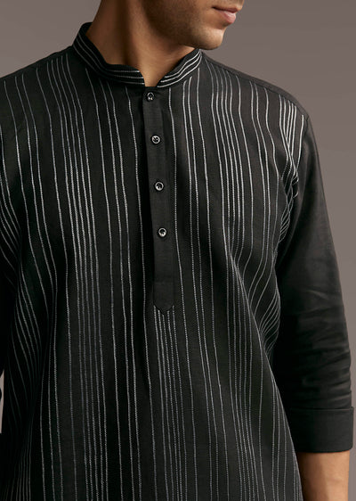 black-linen-kurta-set-for-men-with-resham-embroidery-sg321732-2