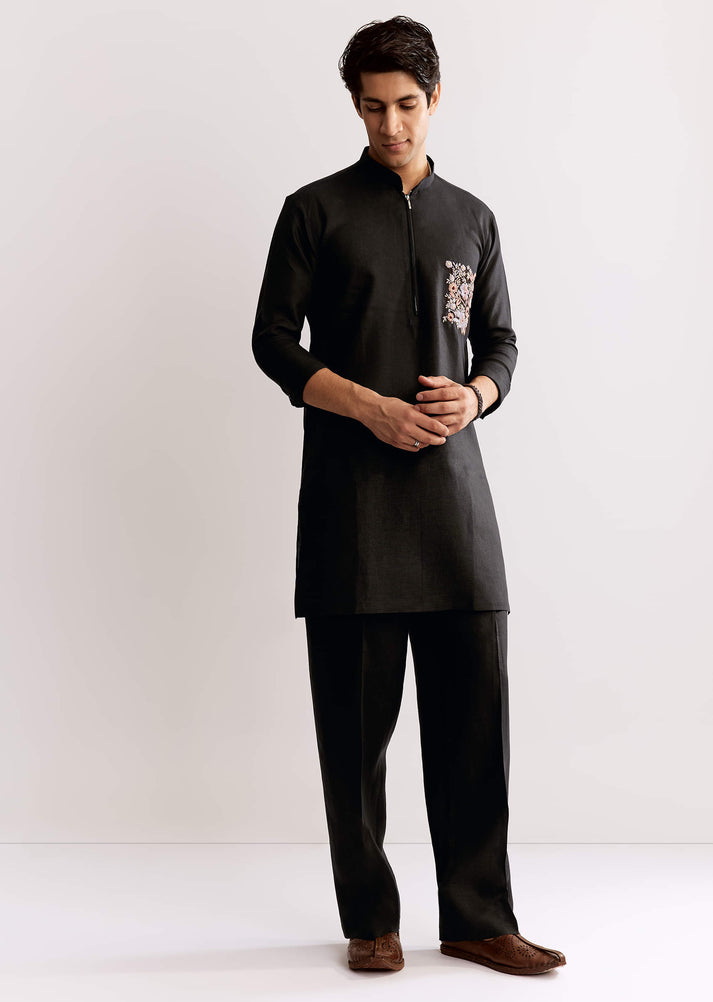 Cotton Linen Kurta with Patches Sets