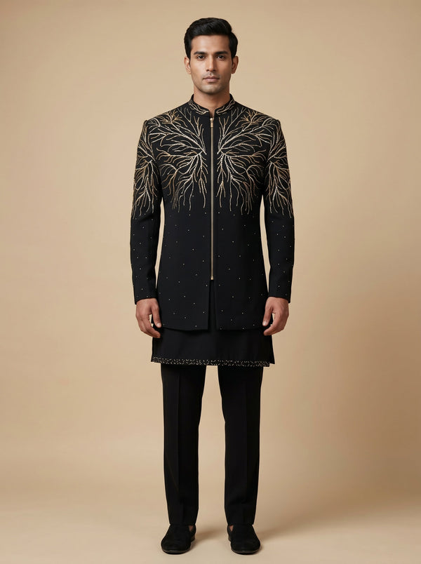 Black Refined Indowestern