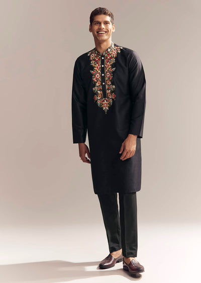 black-silk-kurta-set-for-men-with-multi-colour-resham-embroidery-sg326064-1