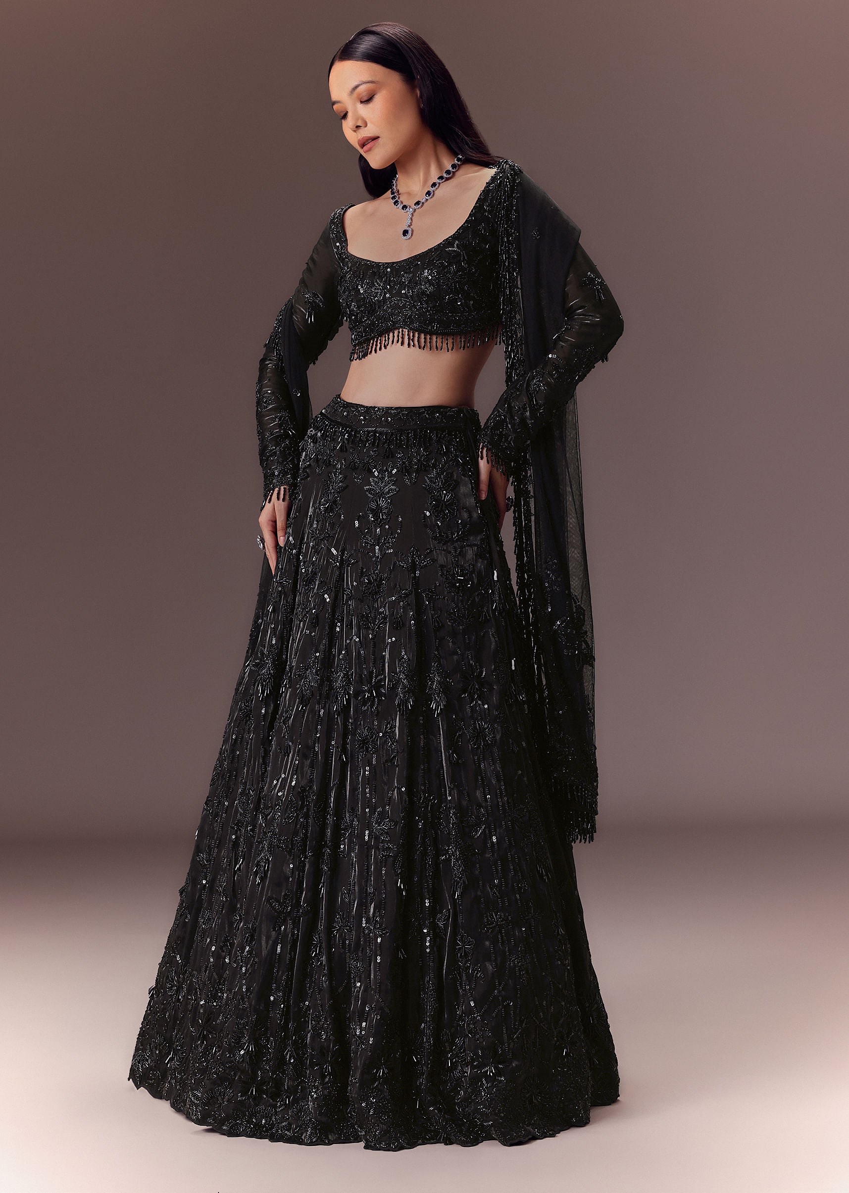 Black Organza Lehenga Set| KALKI Fashion India