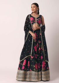black chiffon lehenga set with gota patti work-sg215993 7