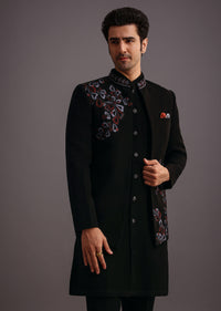 black embroidered jodhpuri kurta set-sg252503 5