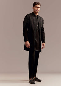 black indo western kurta set for men with resham and bead-sg347634-1 1