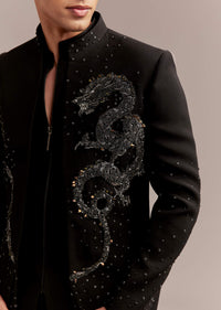 black indo western set for men with zardosi dragon-sg356157-1 3
