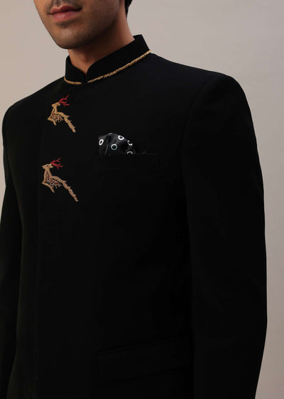 black indowestern in suiting fabric with detailed-sg171304 11