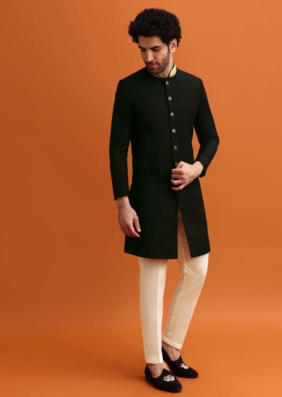 black indowestern set with zari work for men-sg234516 5 0ddacb61-2727-4ca4-b27a-691ce0f473cc