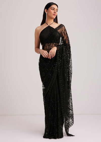 black net saree heavy embroidered with sequins-sg261876 15