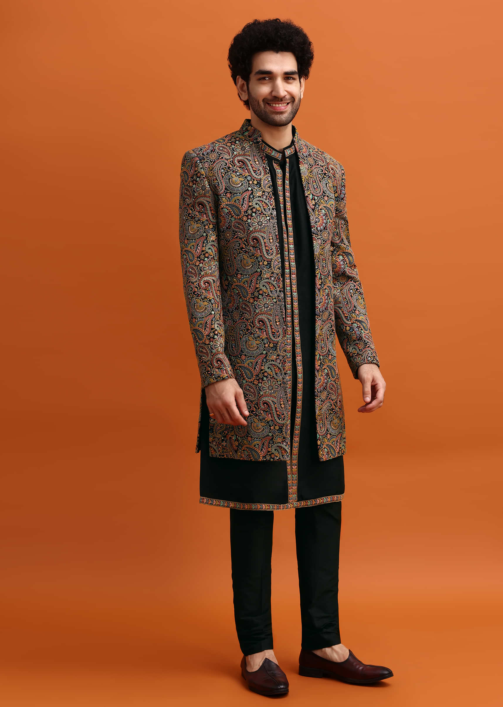 black organza indowestern set with resham work-sg235805 8 dde15098-9ec7-4b43-8d08-19cca1641992