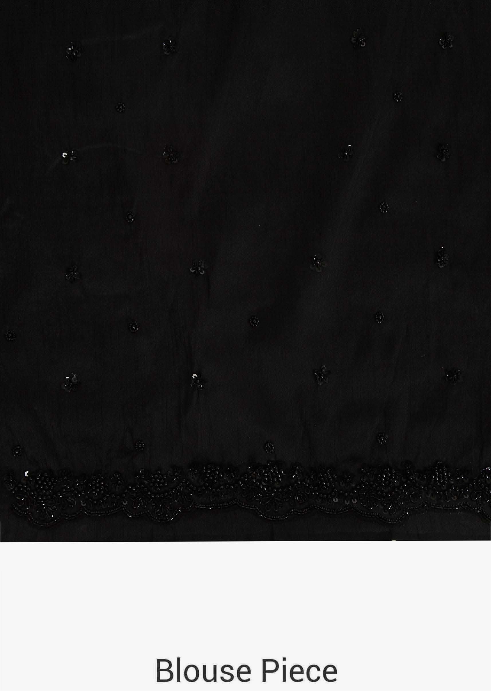 Black Saree In Embroidered Net Beautified In Floral Motifs With Resham And Moti Work Online - Kalki Fashion - KALKI Fashion India
