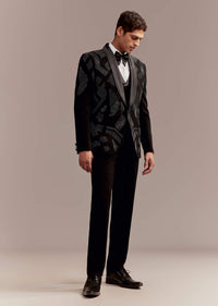 black tuxedo for men with modern geometric-sg356326-1 1