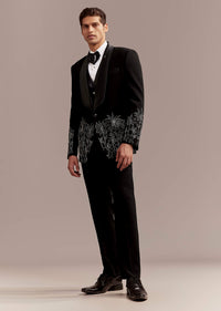 black tuxedo for men with silver palm and tiger-sg356342-1 1