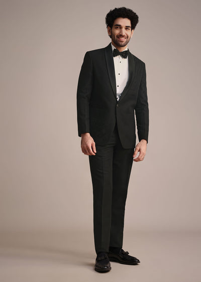 black tuxedo with hand work-sg252599 7