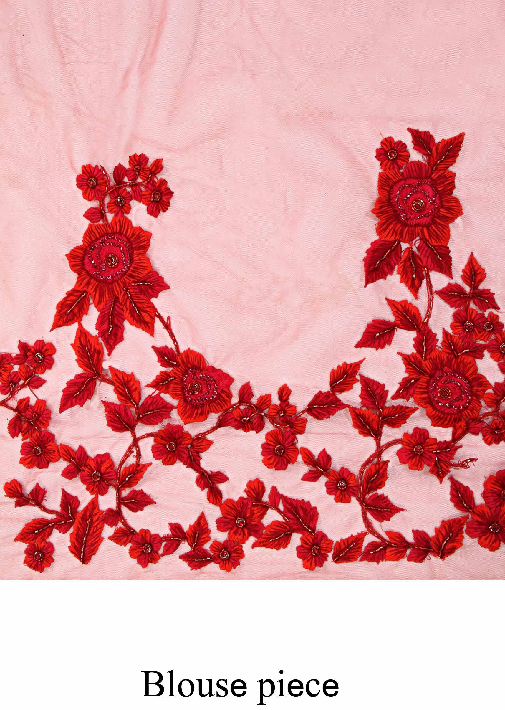 Blood red saree enhanced in resham embroidery only on Kalki - KALKI Fashion India