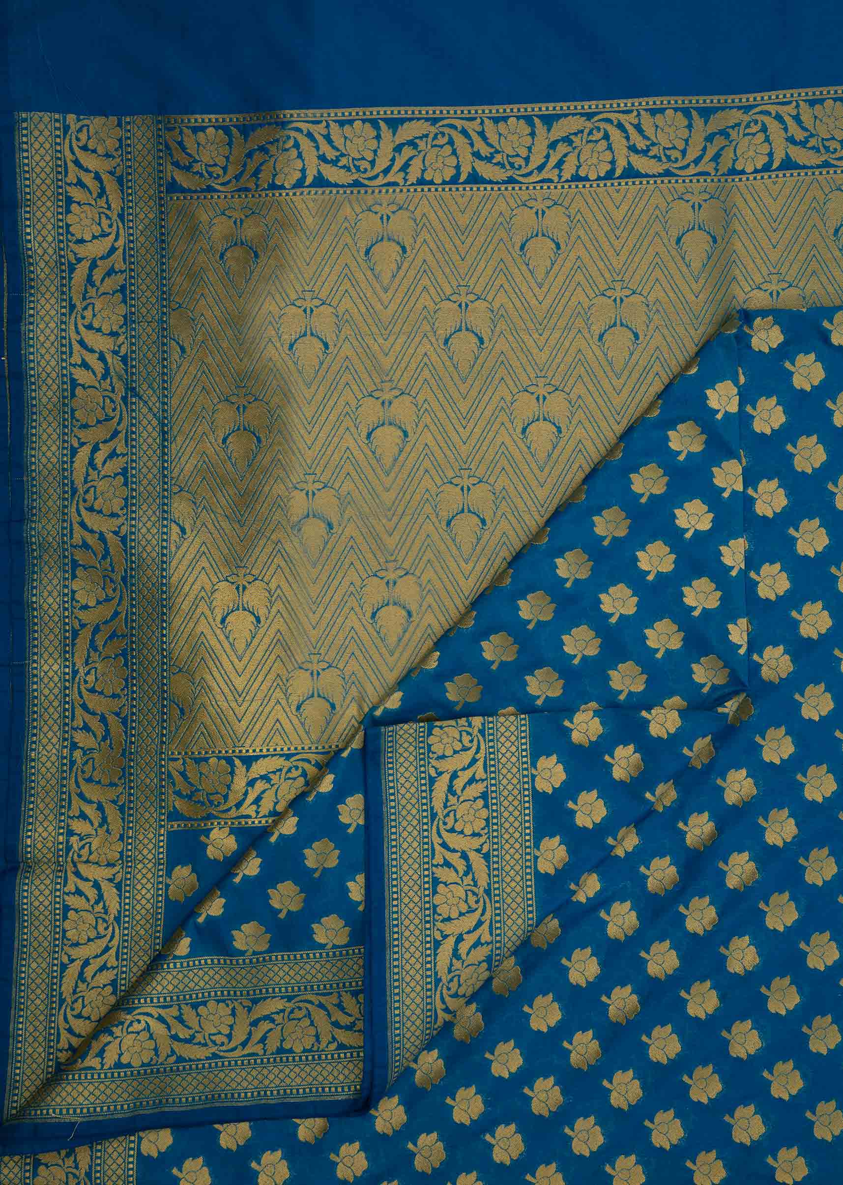 Blue chanderi silk saree weaved saree 