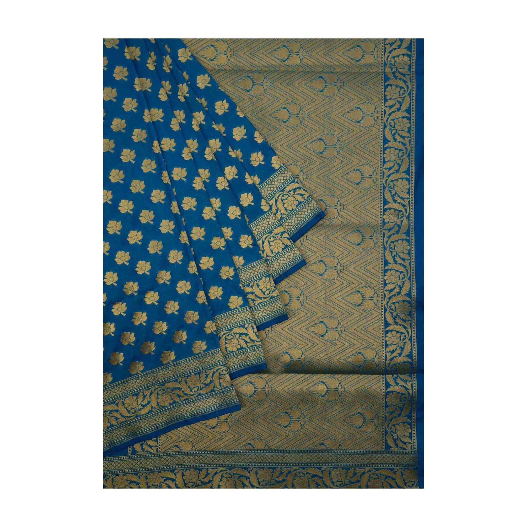 Blue chanderi silk saree weaved saree 
