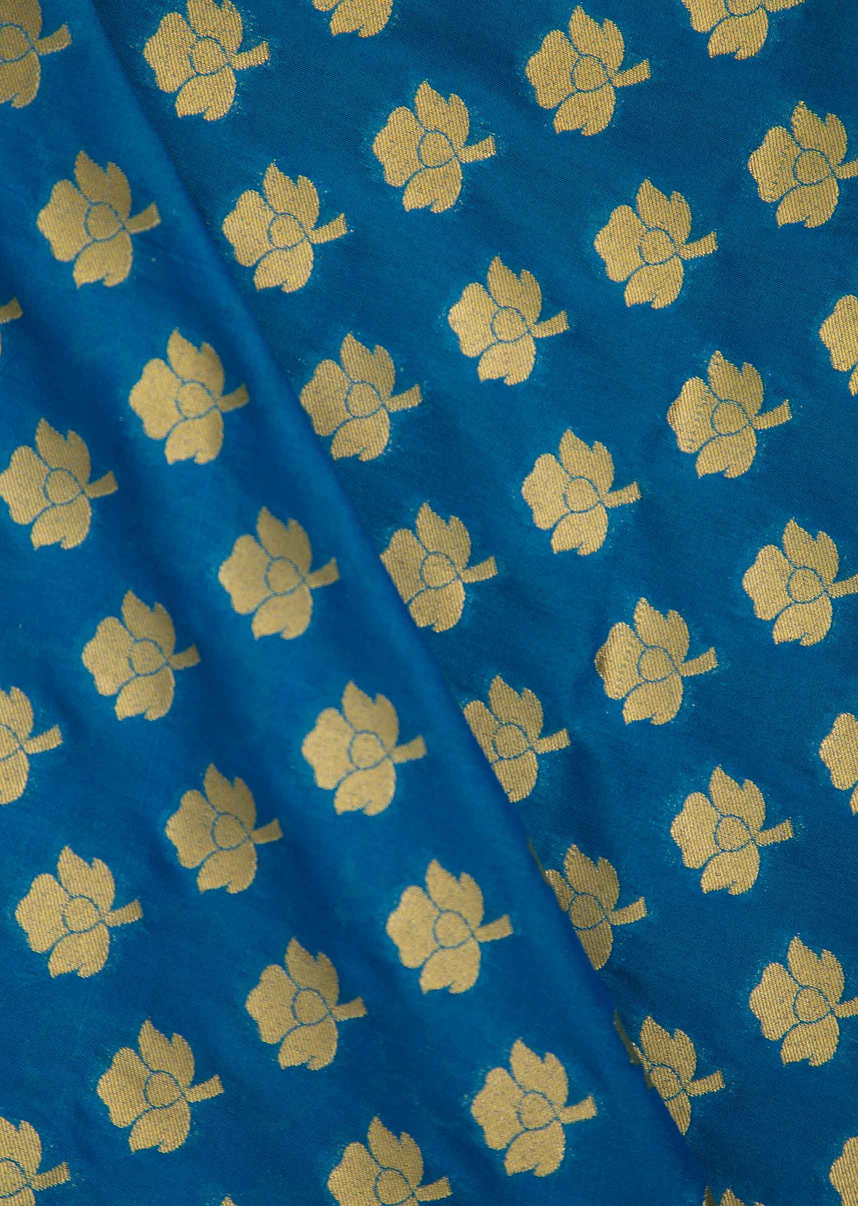 Blue chanderi silk saree weaved saree 