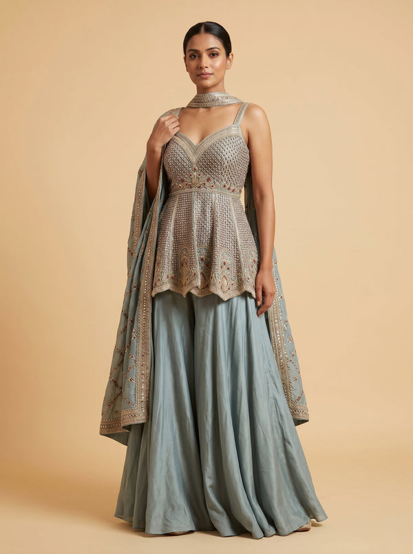 Blue Peplum Suit