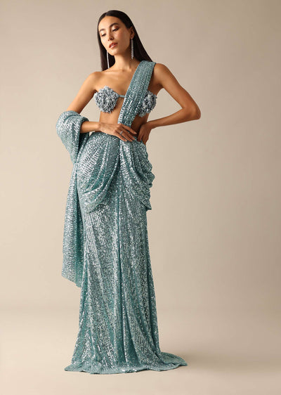 blue-pre-stitched-sequin-saree-with-an-embroidered-bustier-blouse-sg182948 2