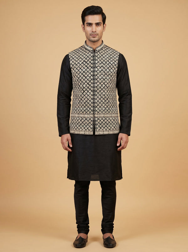 Blue Royal Jacket Kurta Set