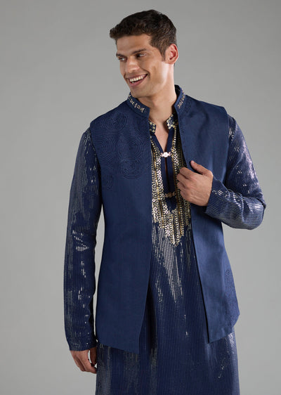 blue-sequin-embellished-mens-jacket-kurta-set-sg328655-1 27b45e4e-eb2e-4107-bb51-f1b7278ba592