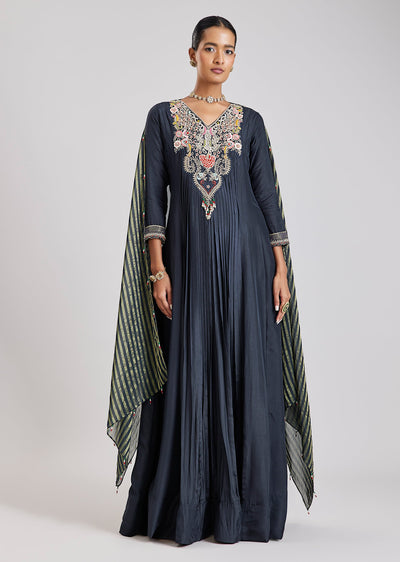 Blue Silk Anarkali