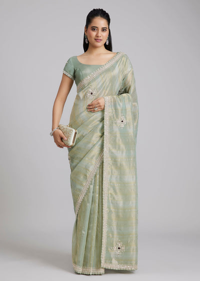 Blue Tissue Saree
