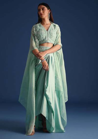 blue jacket with draped satin skirt-sg225517 7 6fb6e45c-9ba4-47c2-a6fa-8334a9d06c67