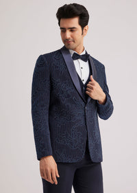 blue silk tuxedo with resham work-sg266179 4