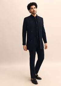 blue velvet jodhpuri suit with -sg233780 8