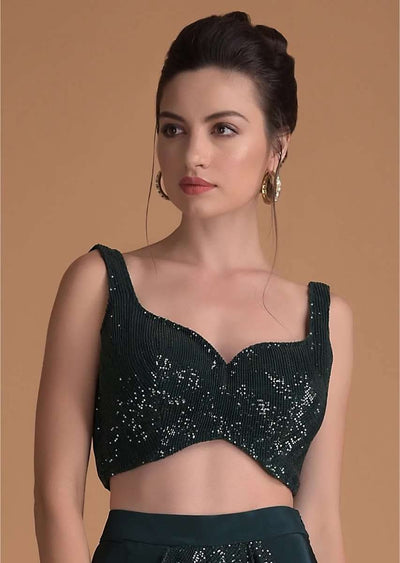 bottle-green-crop-top-in-crushed-sequins-fabric-with-sweetheart-neckline-online-kalki-fashion-sg43176 3