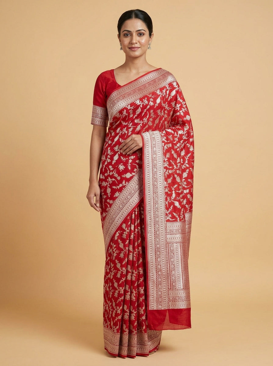 Buy Brick Red Rustic Handloom Saree | KALKI Fashion India
