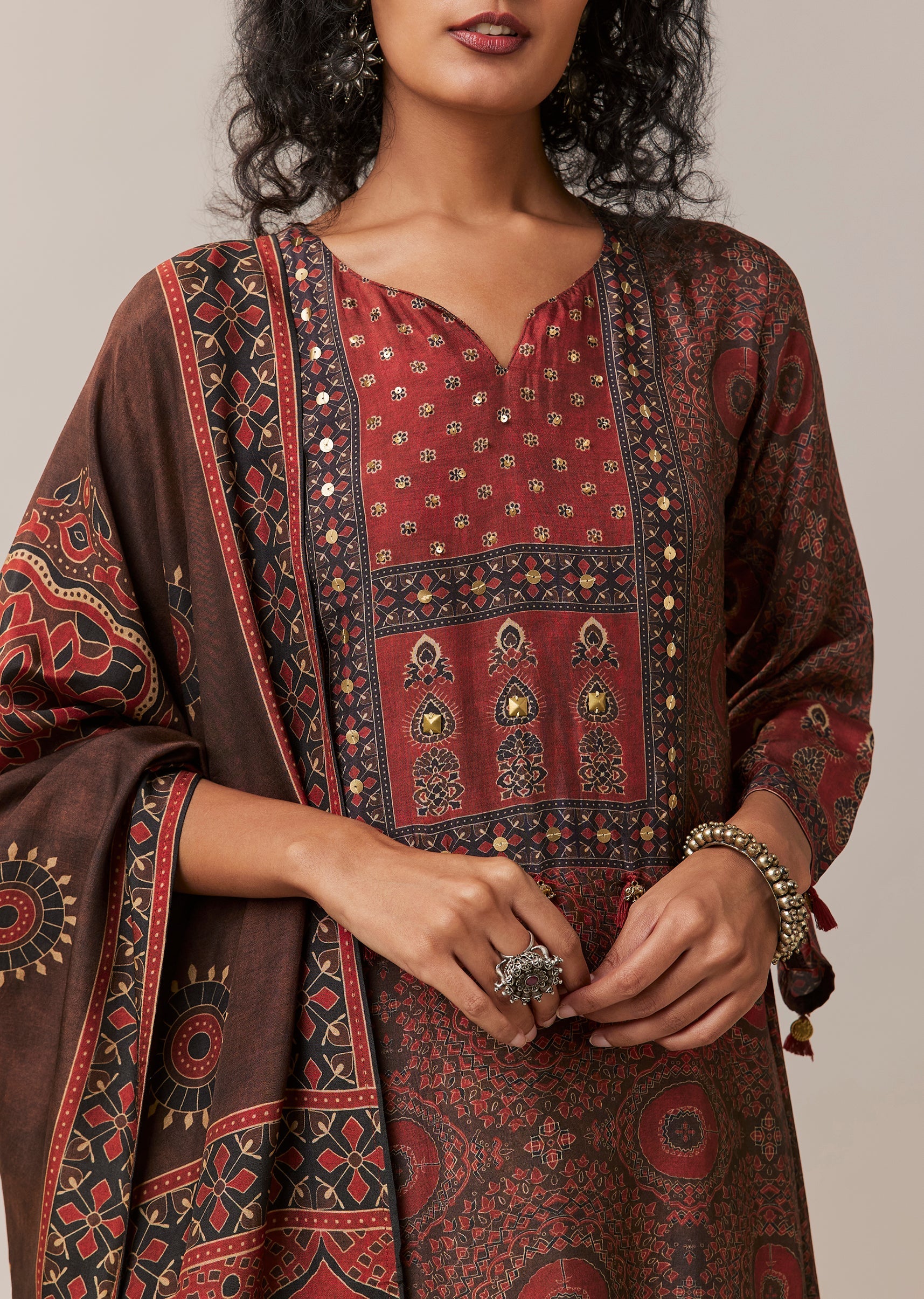 brown-indie-print-silk-kurta-set-sg380391-2 0f917004-d599-4f8e-86a1-bb6293ad34ff
