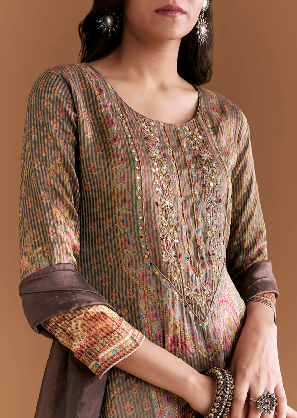 brown-silk-kurta-set-with-floral-and-paisley-print-2
