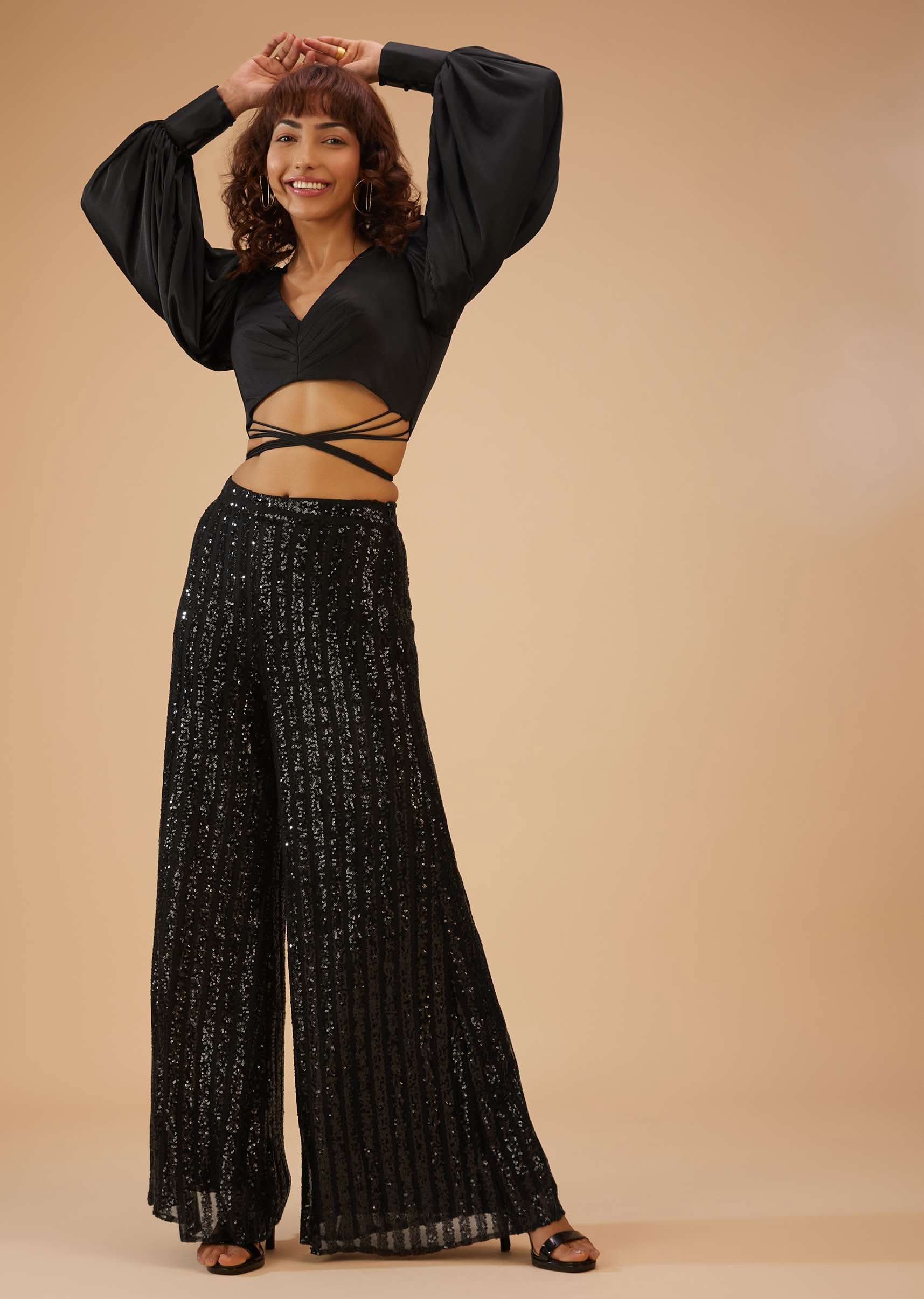 caviar black palazzo and crop-top-sg126745 2