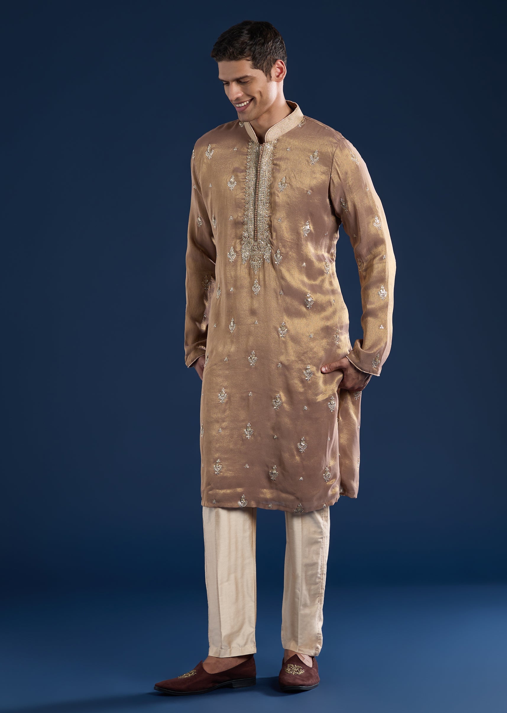 champagne-tissue-kurta-set-sg323744-1 347aa7cc-920b-4483-aeba-0dc655e592e6