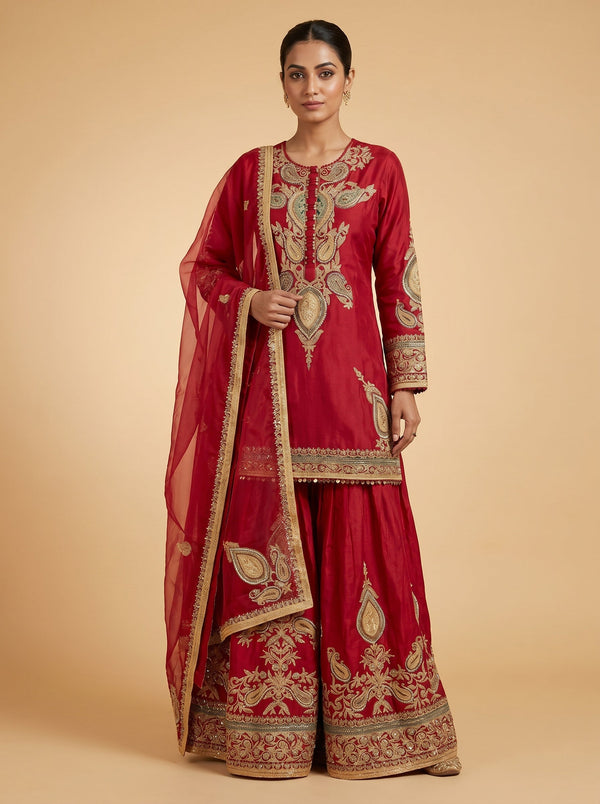 Cherry Red Skirt Set