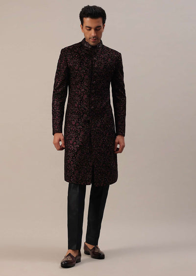 cherry red embroidered sherwani set-sg171200 13