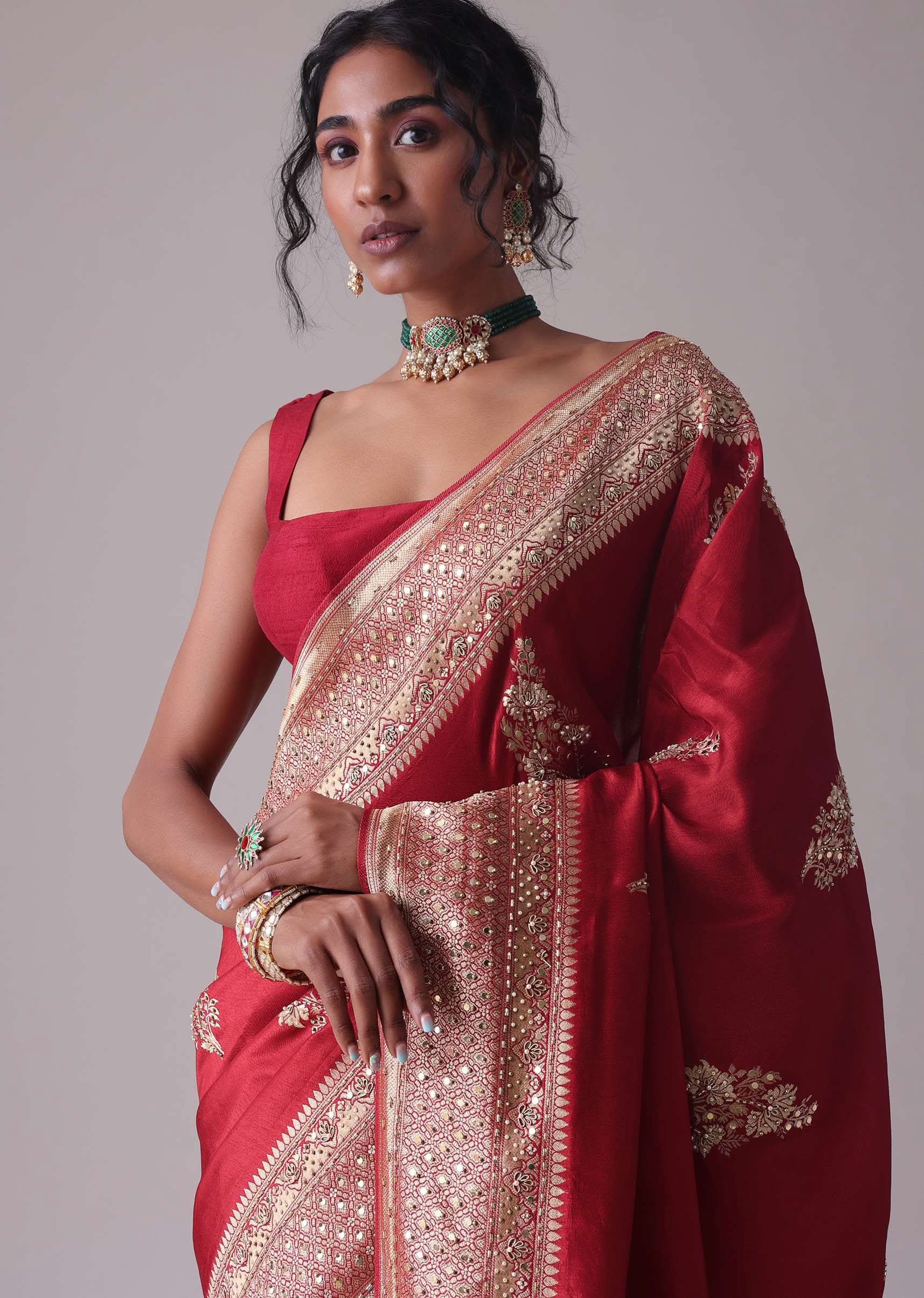bridal saree chilli red colour