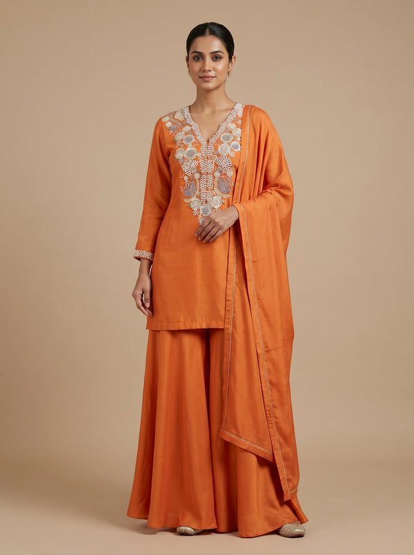 Citrus Flame Orange Palazzo Set