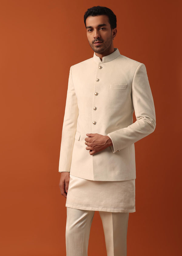 Classic White Mens Jodhpuri Set For Wedding Elegance