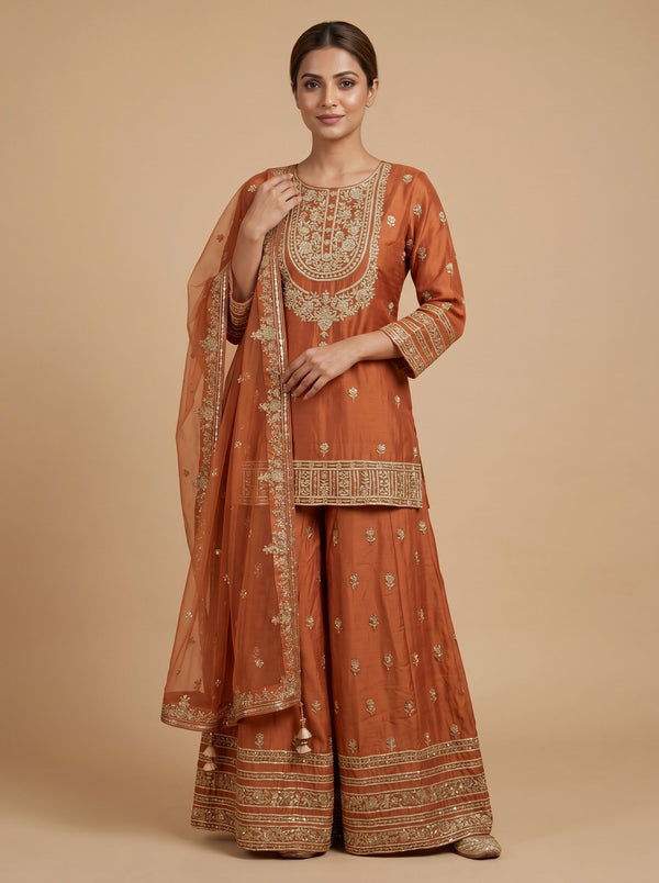Clementine Orange Sharara Set