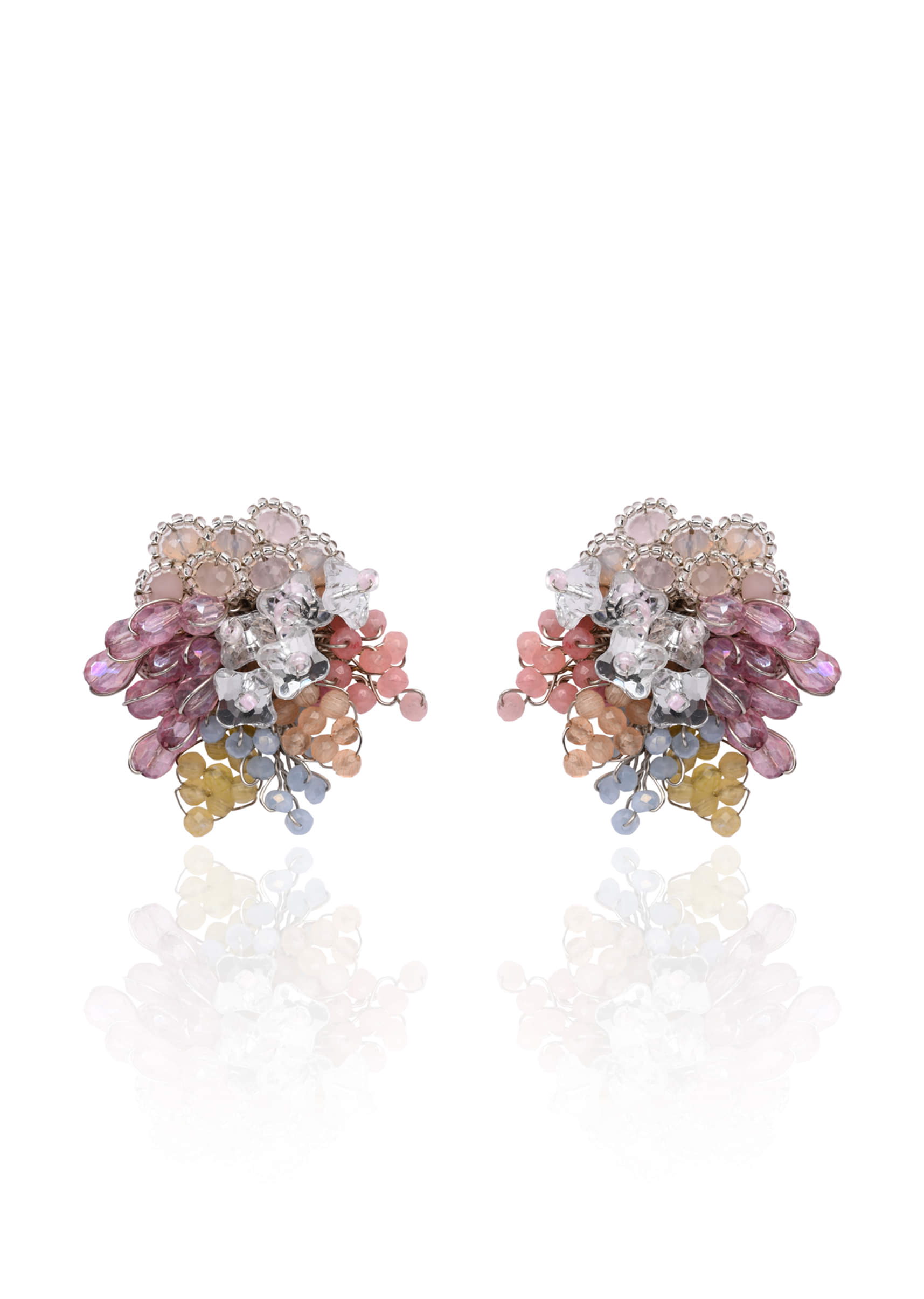 colourful crystal button earrings for haldi mehendi-sg370960-5 4