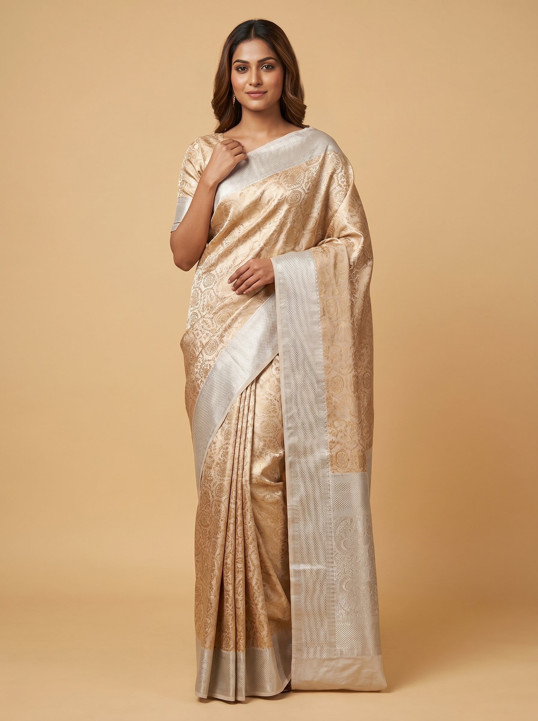 Buy Copper Burnished Metal Weave Handloom Saree | KALKI Fashion India